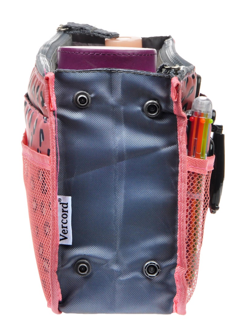 Vercord Purse Organizer Insert for Handbags Bag Organizers Inside Tote Pocketbook Women Nurse Nylon 13 Pockets Pink Leopard Small - Image 4